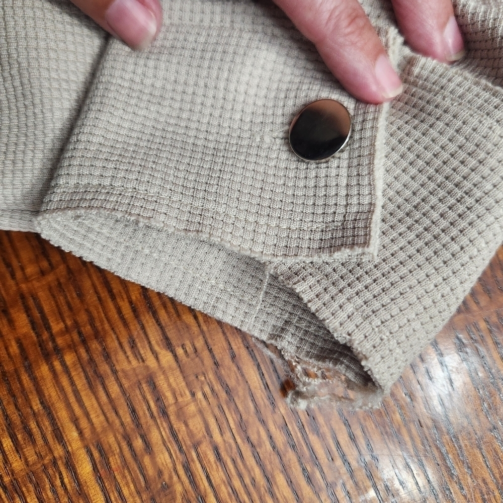 3/$25 Shein Shacket waffle raw hem neutral beige boxy shirt jacket size XS - Picture 14 of 15